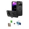 MARSİLYAN™- iPhone 16 Pro Kılıf Kıvılcım Modern Serisi - Siyah 3D Antistatik Cam Ekran Koruyucu + Raze Metal Kamera Lens - CLTM