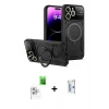 MARSİLYAN™- iPhone 16 Pro Kılıf Kıvılcım Modern Serisi - Siyah Bilvis 0.18mm Plus Cam Ekran Koruyucu + Raze Metal Kamera Lens - BZ