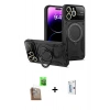 MARSİLYAN™- iPhone 16 Pro Kılıf Kıvılcım Modern Serisi - Siyah Bilvis 0.18mm Plus Cam Ekran Koruyucu + Raze Metal Kamera Lens - CLTM