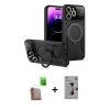 MARSİLYAN™- iPhone 16 Pro Kılıf Kıvılcım Modern Serisi - Siyah Bilvis 3D Mat Cam Ekran Koruyucu + Çöl Titanyum Raze Metal Kamera Lens