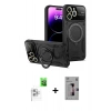 MARSİLYAN™- iPhone 16 Pro Kılıf Kıvılcım Modern Serisi - Siyah Bilvis 3D Mat Cam Ekran Koruyucu + Raze Metal Kamera Lens - BZ