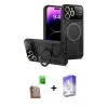 MARSİLYAN™- iPhone 16 Pro Kılıf Kıvılcım Modern Serisi - Siyah Bilvis 5in1 3D Magic Cam Ekran Koruyucu + Raze Metal Kamera Lens - CLTM