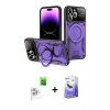 MARSİLYAN™- iPhone 16 Pro Kılıf Kıvılcım Modern Serisi - Siyah Bilvis 5in1 5D Magic Hayalet Cam Ekran Koruyucu + Beyaz Raze Metal Kamera Lens