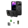 MARSİLYAN™- iPhone 16 Pro Kılıf Kıvılcım Modern Serisi - Siyah Joko Magic 5D Hayalet Cam + Raze Metal Kamera Lens - SH