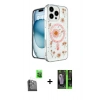 MARSİLYAN™- iPhone 16 Pro Kılıf Kozmos Doku - Şeffaf 360 Full Body Arka Koruyucu + Raze Metal Kamera Lens - SH