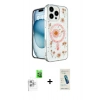 MARSİLYAN™- iPhone 16 Pro Kılıf Kozmos Doku - Şeffaf Pasifik Cam Ekran Koruyucu + Raze Metal Kamera Lens - BZ
