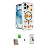 MARSİLYAN™- iPhone 16 Pro Kılıf Kozmos Doku - Şeffaf Pasifik Cam Ekran Koruyucu + Raze Metal Kamera Lens - CLTM
