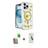 MARSİLYAN™- iPhone 16 Pro Kılıf Kozmos Doku - Şeffaf Pasifik Cam Ekran Koruyucu + Raze Metal Kamera Lens - CLTM