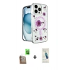 MARSİLYAN™- iPhone 16 Pro Kılıf Kozmos Doku - Şeffaf Pasifik Cam Ekran Koruyucu + Raze Metal Kamera Lens - CLTM
