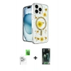 MARSİLYAN™- iPhone 16 Pro Kılıf Kozmos Doku - Siyah 360 Mat Full Body Arka Koruyucu + Raze Metal Kamera Lens - BZ