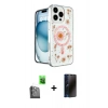 MARSİLYAN™- iPhone 16 Pro Kılıf Kozmos Doku - Siyah 3D Antistatik Hayalet Cam Ekran Koruyucu + Raze Metal Kamera Lens - SH
