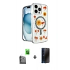 MARSİLYAN™- iPhone 16 Pro Kılıf Kozmos Doku - Siyah 3D Antistatik Hayalet Cam Ekran Koruyucu + Raze Metal Kamera Lens - SH