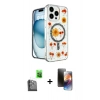 MARSİLYAN™- iPhone 16 Pro Kılıf Kozmos Doku - Siyah 3D Antistatik Mat Seramik Nano Ekran Koruyucu + Raze Metal Kamera Lens - SH