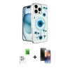 MARSİLYAN™- iPhone 16 Pro Kılıf Kozmos Doku - Siyah 3D Antistatik Mat Seramik Nano Ekran Koruyucu + Raze Metal Kamera Lens - BZ
