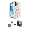 MARSİLYAN™- iPhone 16 Pro Kılıf Kozmos Doku - Siyah 3D Antistatik Mat Seramik Nano Ekran Koruyucu + Raze Metal Kamera Lens - SH