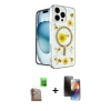 MARSİLYAN™- iPhone 16 Pro Kılıf Kozmos Doku - Siyah 3D Antistatik Mat Seramik Nano Ekran Koruyucu + Raze Metal Kamera Lens - CLTM
