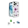 MARSİLYAN™- iPhone 16 Pro Kılıf Kozmos Doku - Siyah 3D Antistatik Seramik Nano Ekran Koruyucu + Raze Metal Kamera Lens - BZ