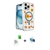 MARSİLYAN™- iPhone 16 Pro Kılıf Kozmos Doku - Siyah 3D Antistatik Seramik Nano Ekran Koruyucu + Raze Metal Kamera Lens - BZ