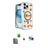 MARSİLYAN™- iPhone 16 Pro Kılıf Kozmos Doku - Siyah 3D Antistatik Seramik Nano Ekran Koruyucu + Raze Metal Kamera Lens - SH