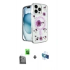 MARSİLYAN™- iPhone 16 Pro Kılıf Kozmos Doku - Siyah 3D Antistatik Seramik Nano Ekran Koruyucu + Raze Metal Kamera Lens - SH