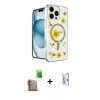 MARSİLYAN™- iPhone 16 Pro Kılıf Kozmos Doku - Siyah Bilvis 0.18mm Plus Cam Ekran Koruyucu + Raze Metal Kamera Lens - CLTM