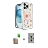 MARSİLYAN™- iPhone 16 Pro Kılıf Kozmos Doku - Siyah Bilvis 3D Mat Cam Ekran Koruyucu + Çöl Titanyum Raze Metal Kamera Lens