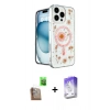 MARSİLYAN™- iPhone 16 Pro Kılıf Kozmos Doku - Siyah Bilvis 5in1 3D Magic Cam Ekran Koruyucu + Çöl Titanyum Raze Metal Kamera Lens