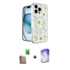 MARSİLYAN™- iPhone 16 Pro Kılıf Kozmos Doku - Siyah Bilvis 5in1 3D Magic Cam Ekran Koruyucu + Çöl Titanyum Raze Metal Kamera Lens
