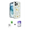MARSİLYAN™- iPhone 16 Pro Kılıf Kozmos Doku - Siyah Bilvis 5in1 3D Magic Cam Ekran Koruyucu + Raze Metal Kamera Lens - BZ