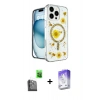MARSİLYAN™- iPhone 16 Pro Kılıf Kozmos Doku - Siyah Bilvis 5in1 3D Magic Cam Ekran Koruyucu + Raze Metal Kamera Lens - SH