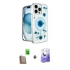 MARSİLYAN™- iPhone 16 Pro Kılıf Kozmos Doku - Siyah Bilvis 5in1 5D Magic Hayalet Cam Ekran Koruyucu + Raze Metal Kamera Lens - CLTM