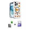 MARSİLYAN™- iPhone 16 Pro Kılıf Kozmos Doku - Siyah Bilvis 5in1 5D Magic Hayalet Cam Ekran Koruyucu + Raze Metal Kamera Lens - SH