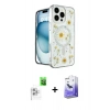 MARSİLYAN™- iPhone 16 Pro Kılıf Kozmos Doku - Siyah Bilvis 5in1 5D Magic Hayalet Cam Ekran Koruyucu + Raze Metal Kamera Lens - BZ