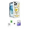 MARSİLYAN™- iPhone 16 Pro Kılıf Kozmos Doku - Siyah Bilvis 5in1 5D Magic Hayalet Cam Ekran Koruyucu + Raze Metal Kamera Lens - BZ