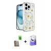 MARSİLYAN™- iPhone 16 Pro Kılıf Kozmos Doku - Siyah Bilvis 5in1 5D Magic Hayalet Cam Ekran Koruyucu + Raze Metal Kamera Lens - CLTM