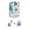 MARSİLYAN™- iPhone 16 Pro Kılıf Kozmos Doku - Siyah Bilvis 5in1 5D Magic Hayalet Cam Ekran Koruyucu + Raze Metal Kamera Lens - CLTM