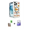 MARSİLYAN™- iPhone 16 Pro Kılıf Kozmos Doku - Siyah Bilvis 5in1 5D Magic Hayalet Cam Ekran Koruyucu + Raze Metal Kamera Lens - CLTM