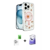 MARSİLYAN™- iPhone 16 Pro Kılıf Kozmos Doku - Siyah Bilvis 5in1 5D Magic Hayalet Cam Ekran Koruyucu + Raze Metal Kamera Lens - BZ