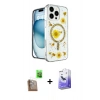 MARSİLYAN™- iPhone 16 Pro Kılıf Kozmos Doku - Siyah Bilvis 5in1 5D Magic Hayalet Cam Ekran Koruyucu + Raze Metal Kamera Lens - CLTM