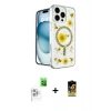 MARSİLYAN™- iPhone 16 Pro Kılıf Kozmos Doku - Siyah Buffer Cam Ekran Koruyucu + Raze Metal Kamera Lens - BZ