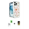 MARSİLYAN™- iPhone 16 Pro Kılıf Kozmos Doku - Siyah Buffer Cam Ekran Koruyucu + Raze Metal Kamera Lens - BZ