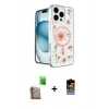 MARSİLYAN™- iPhone 16 Pro Kılıf Kozmos Doku - Siyah Buffer Hayalet Cam Ekran Koruyucu + Çöl Titanyum Raze Metal Kamera Lens