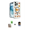 MARSİLYAN™- iPhone 16 Pro Kılıf Kozmos Doku - Siyah Buffer Hayalet Cam Ekran Koruyucu + Çöl Titanyum Raze Metal Kamera Lens