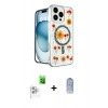 MARSİLYAN™- iPhone 16 Pro Kılıf Kozmos Doku - Siyah Joko Magic 5D Cam + Beyaz Raze Metal Kamera Lens