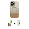 MARSİLYAN™- iPhone 16 Pro Kılıf Kozmos Form Özel Seri - Şeffaf Pasifik Cam Ekran Koruyucu + Çöl Titanyum Raze Metal Kamera Lens