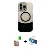 MARSİLYAN™- iPhone 16 Pro Kılıf Kozmos Form Özel Seri - Siyah 3D Antistatik Cam Ekran Koruyucu + Raze Metal Kamera Lens - CLTM