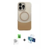 MARSİLYAN™- iPhone 16 Pro Kılıf Kozmos Form Özel Seri - Siyah 3D Antistatik Cam Ekran Koruyucu + Raze Metal Kamera Lens - BZ