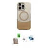 MARSİLYAN™- iPhone 16 Pro Kılıf Kozmos Form Özel Seri - Siyah 3D Antistatik Seramik Nano Ekran Koruyucu + Çöl Titanyum Raze Metal Kamera Lens