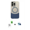 MARSİLYAN™- iPhone 16 Pro Kılıf Kozmos Form Özel Seri - Siyah 3D Antistatik Seramik Nano Ekran Koruyucu + Raze Metal Kamera Lens - BZ