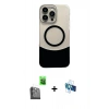 MARSİLYAN™- iPhone 16 Pro Kılıf Kozmos Form Özel Seri - Siyah 3D Antistatik Seramik Nano Ekran Koruyucu + Raze Metal Kamera Lens - SH